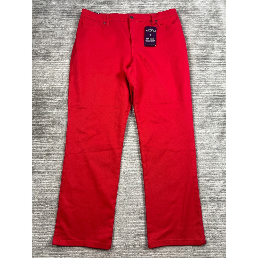 Gloria Vanderbilt Jeans Womens 16S Red Amanda Straight Leg High Rise Slimming